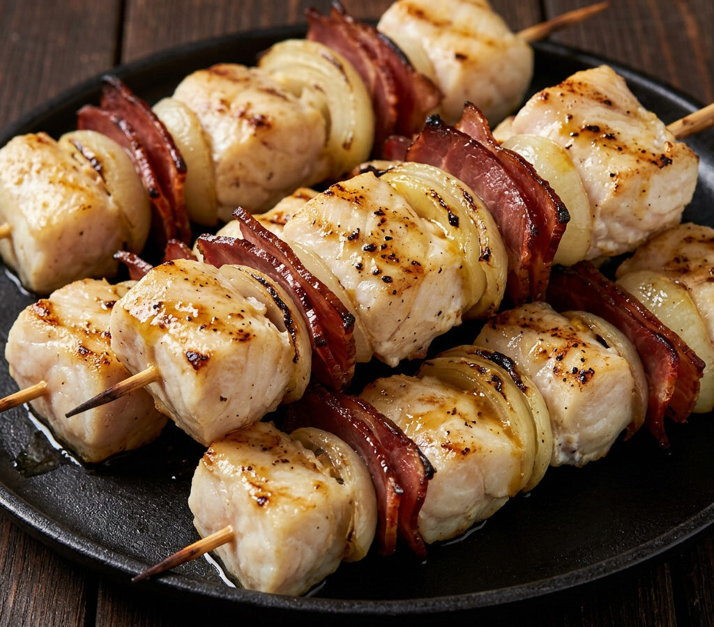 Zander-Wildschweinschinken-Grillspieß