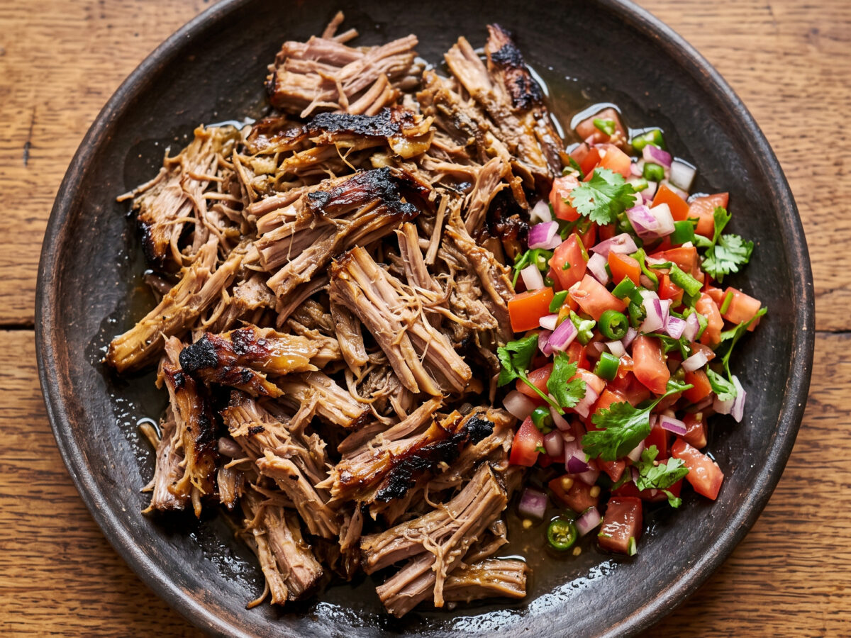Zerzupftes Nyama Choma vom Ziegenbein